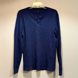 Navy Blue Long Sleeve Waffle Shirt
